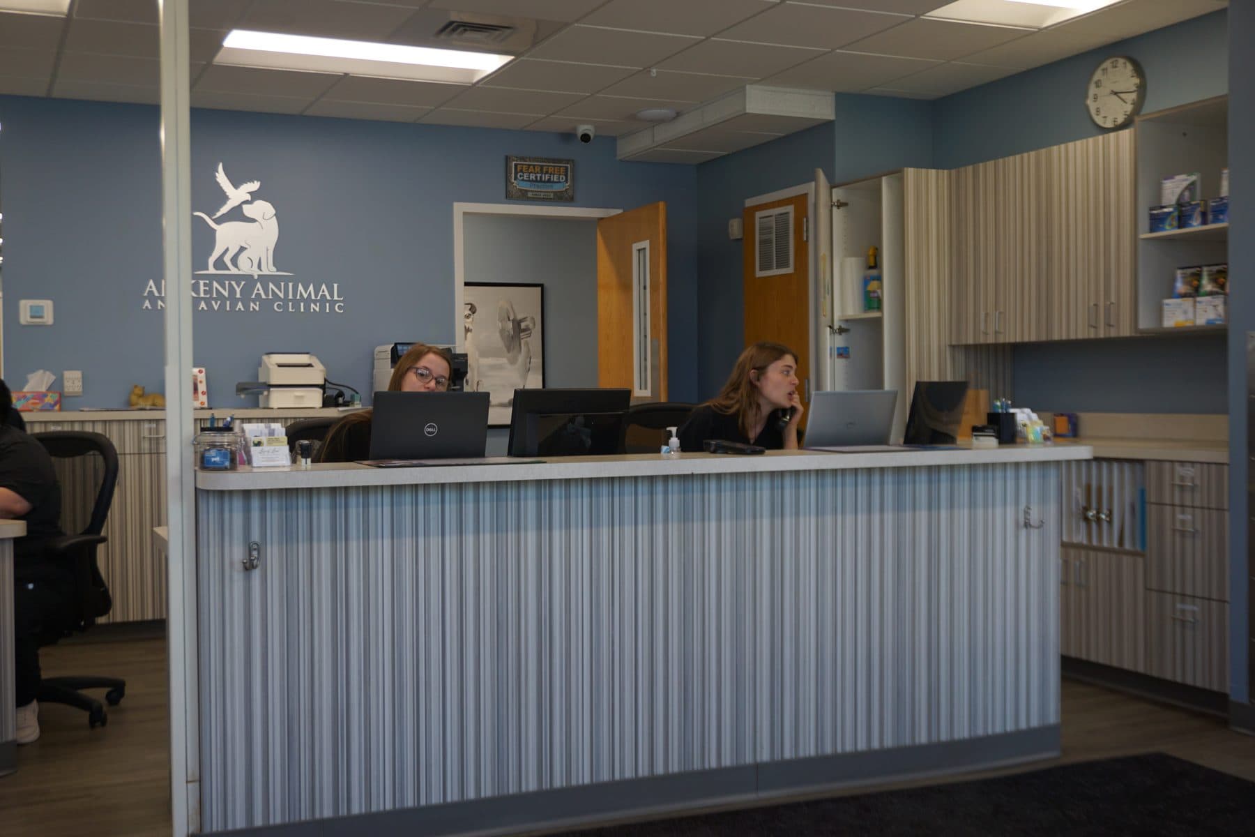 The clinic reception desk